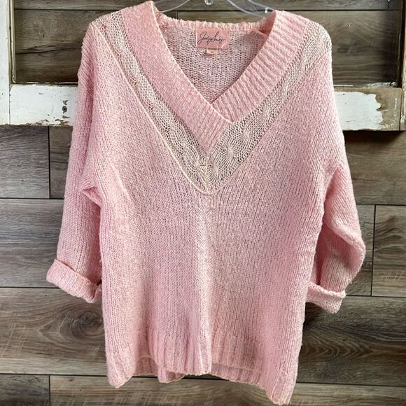 Jaclyn Smith Ladies Vintage Pastel Pink Pullover Sweater, Size Medium - Picture 4 of 6